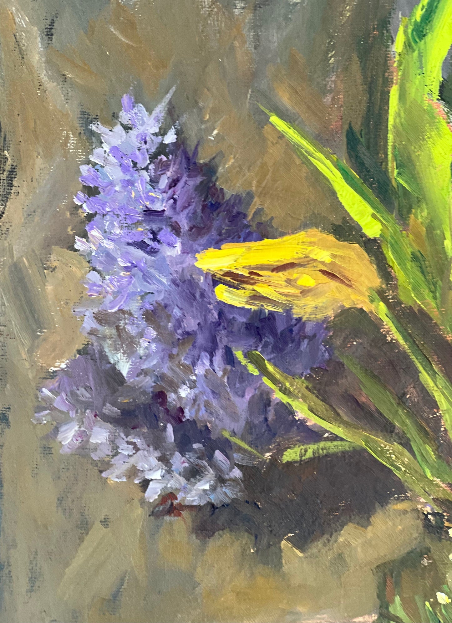 Floral Painting - Tulips and Purple Hyacinths 2
