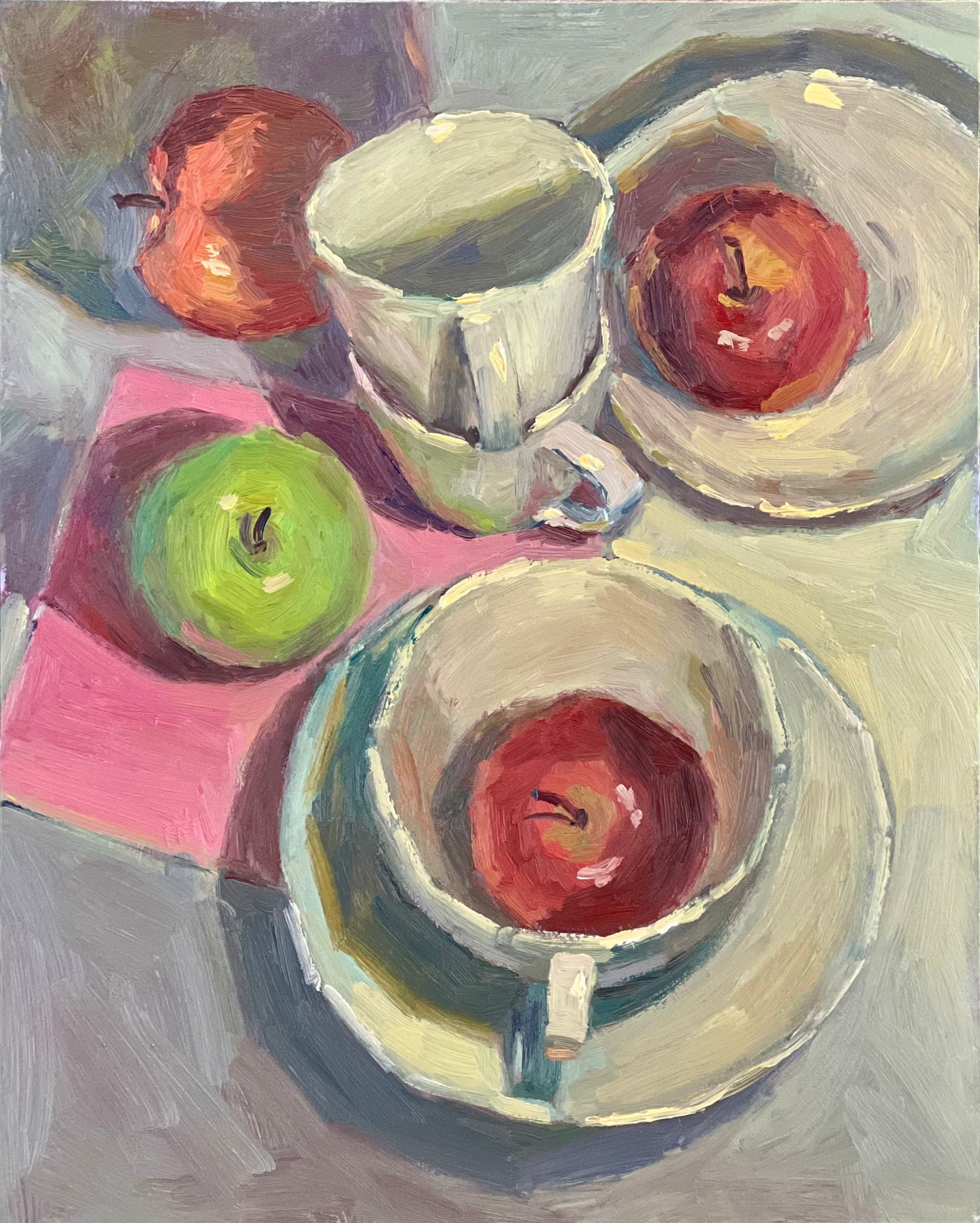 Still Life Oil Painting - Apples and Cup Series 8