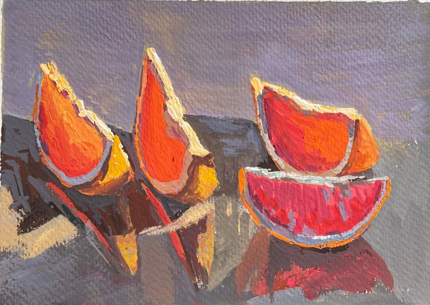 Gouache Painting - Grapefruit Slices in my kitchen