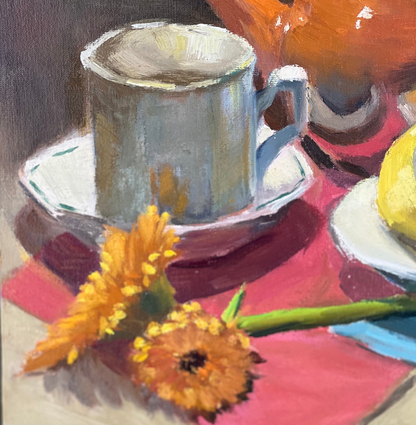 Tea Time with Lemons! - Large Still Life Oil Painting