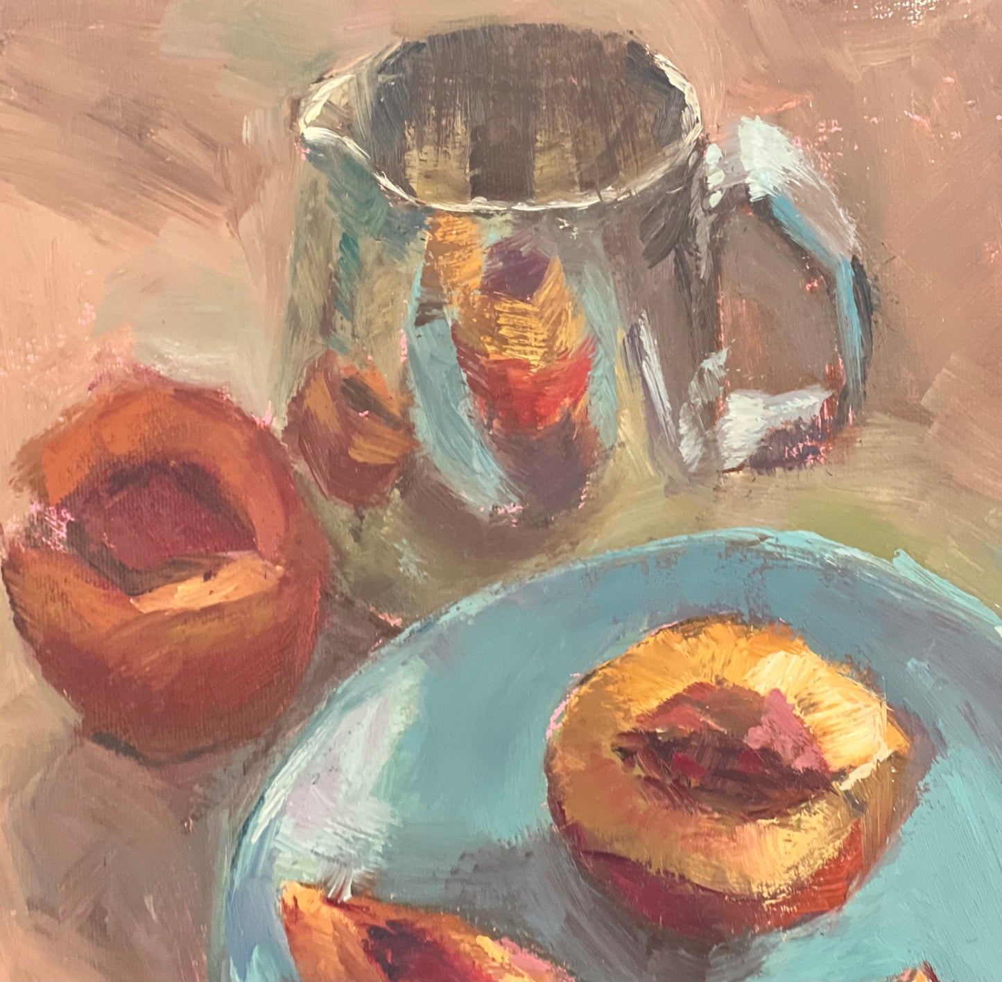 Still Life oil painting - Peaches and reflections