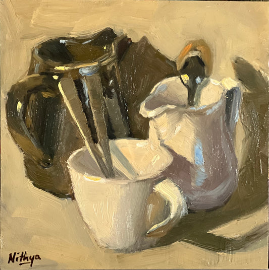 Small  Oil Painting - Black and White Series - 10