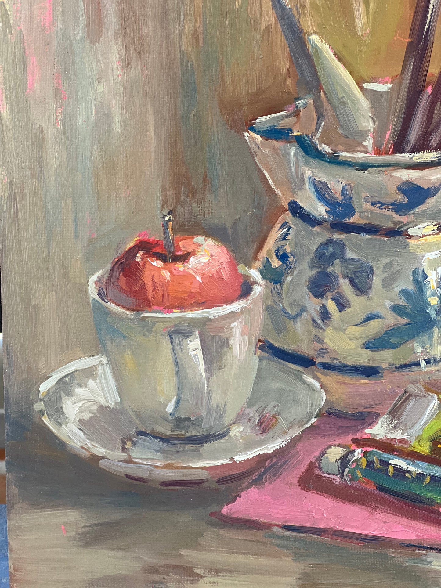 Still Life Oil Painting - Apple with Paints