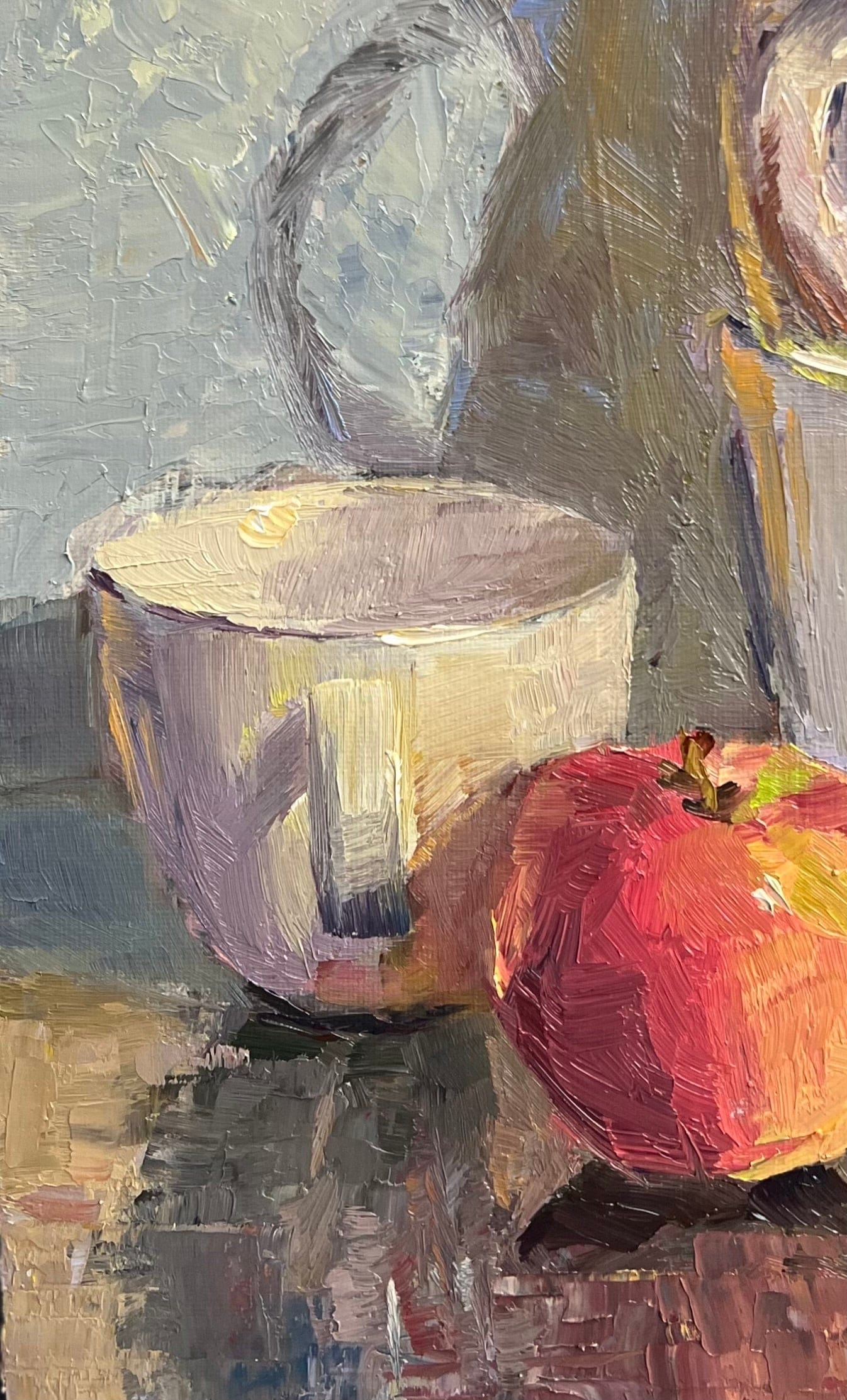 Dwarfed by cups - Small Original Oil Painting