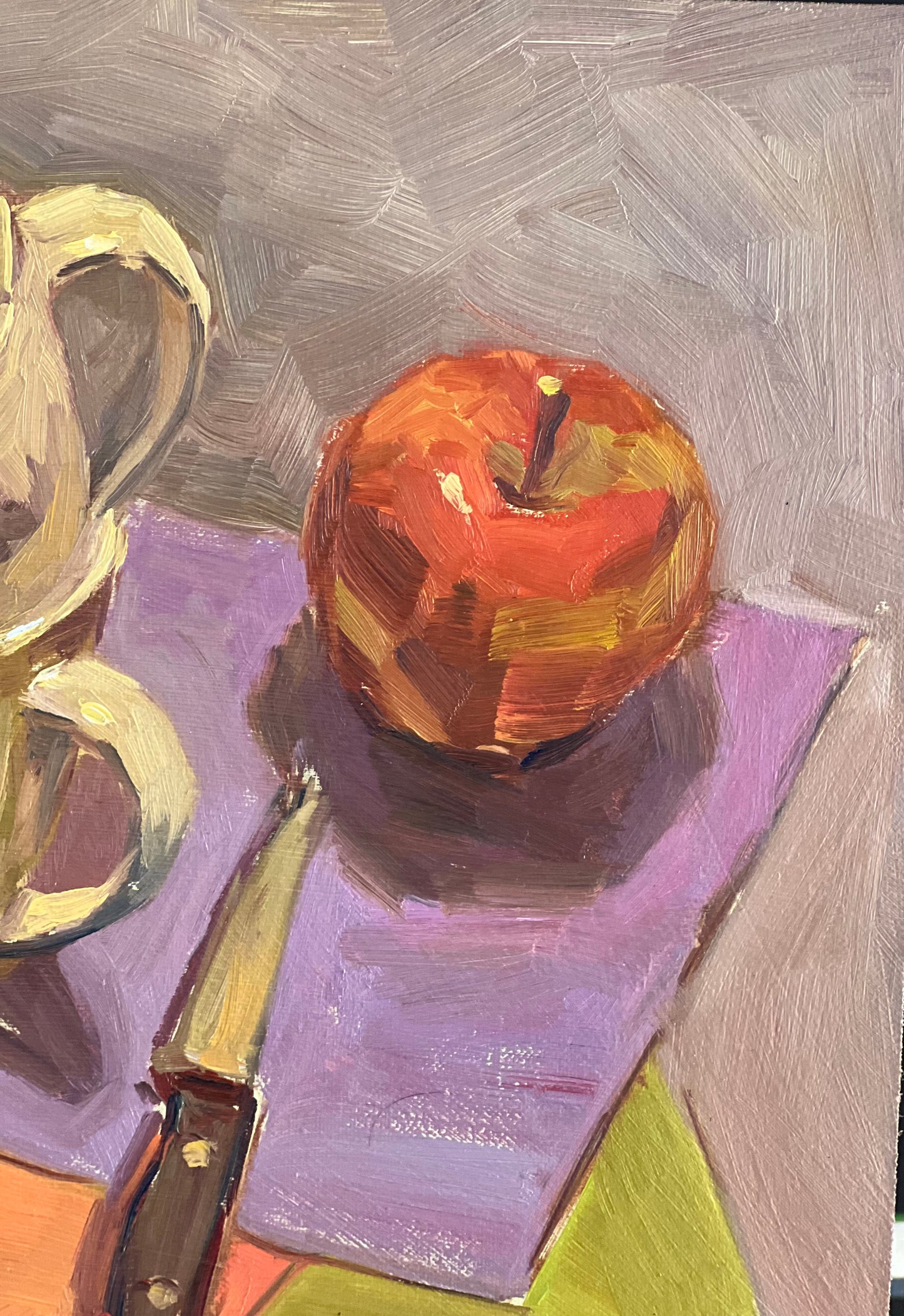 Still Life Oil Painting - Top view of Apples and Cups!