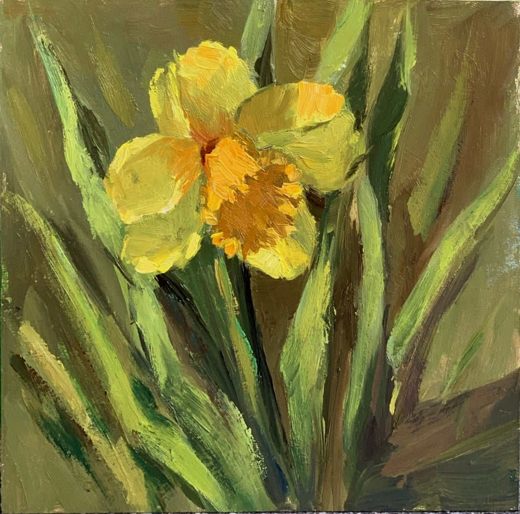 Portrait of a Daffodil - small oil painting