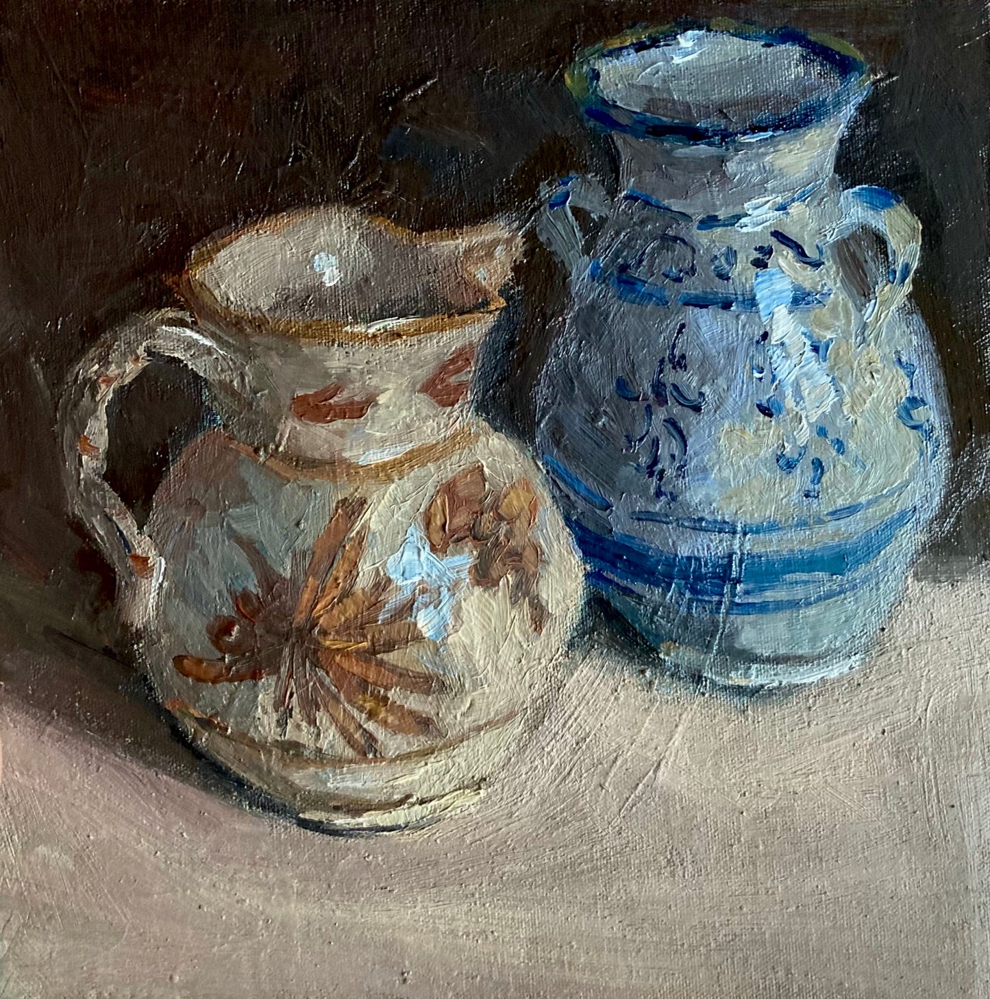 Stilllife Oil Painting - Two ceramic jars