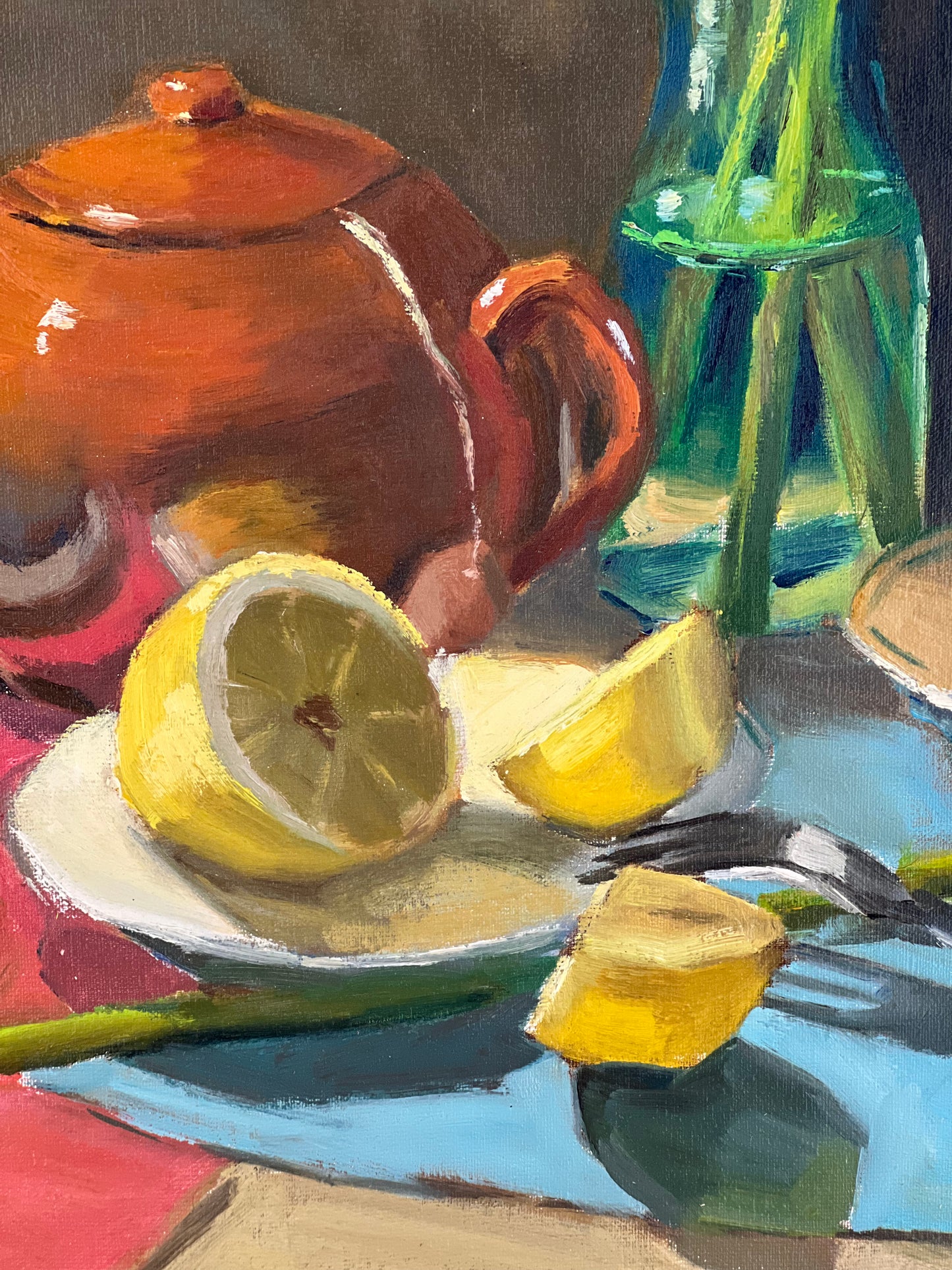 Tea Time with Lemons! - Large Still Life Oil Painting