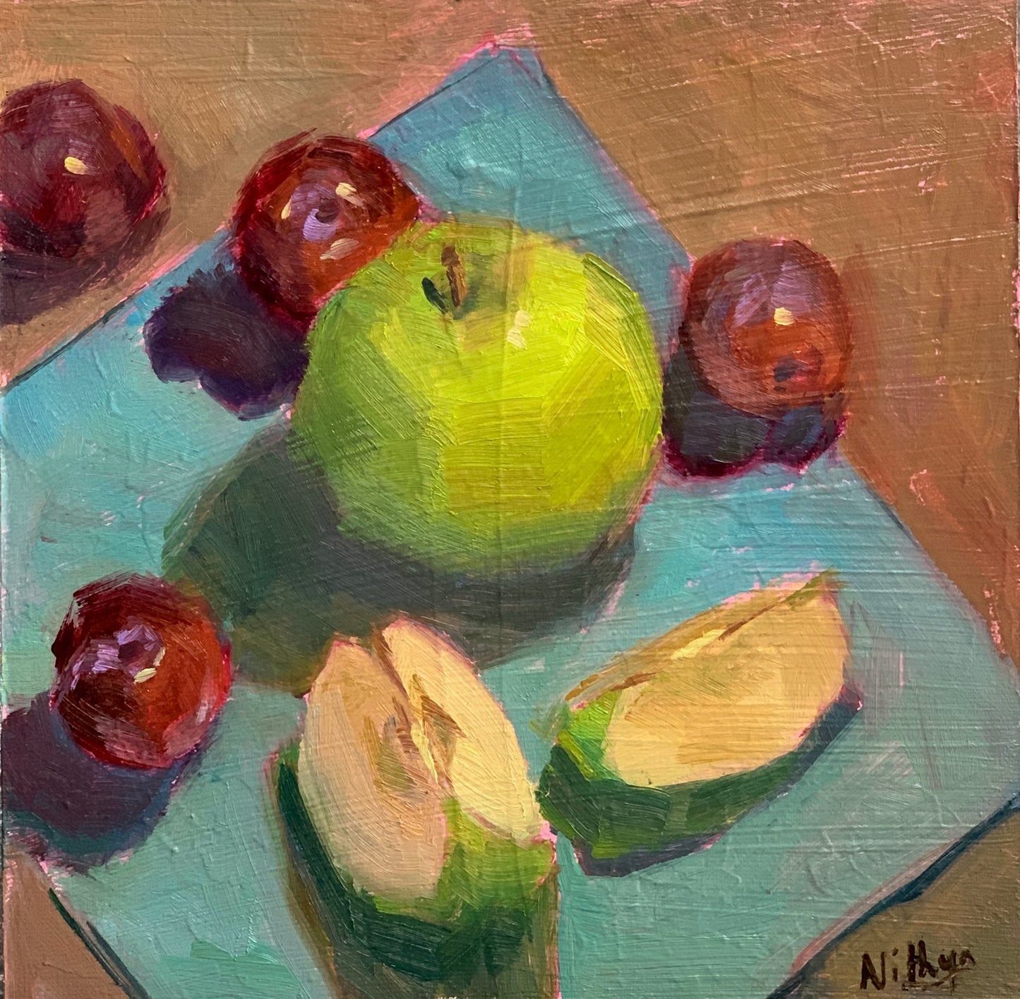 Apples and Plums 1 - Original Oil Painting