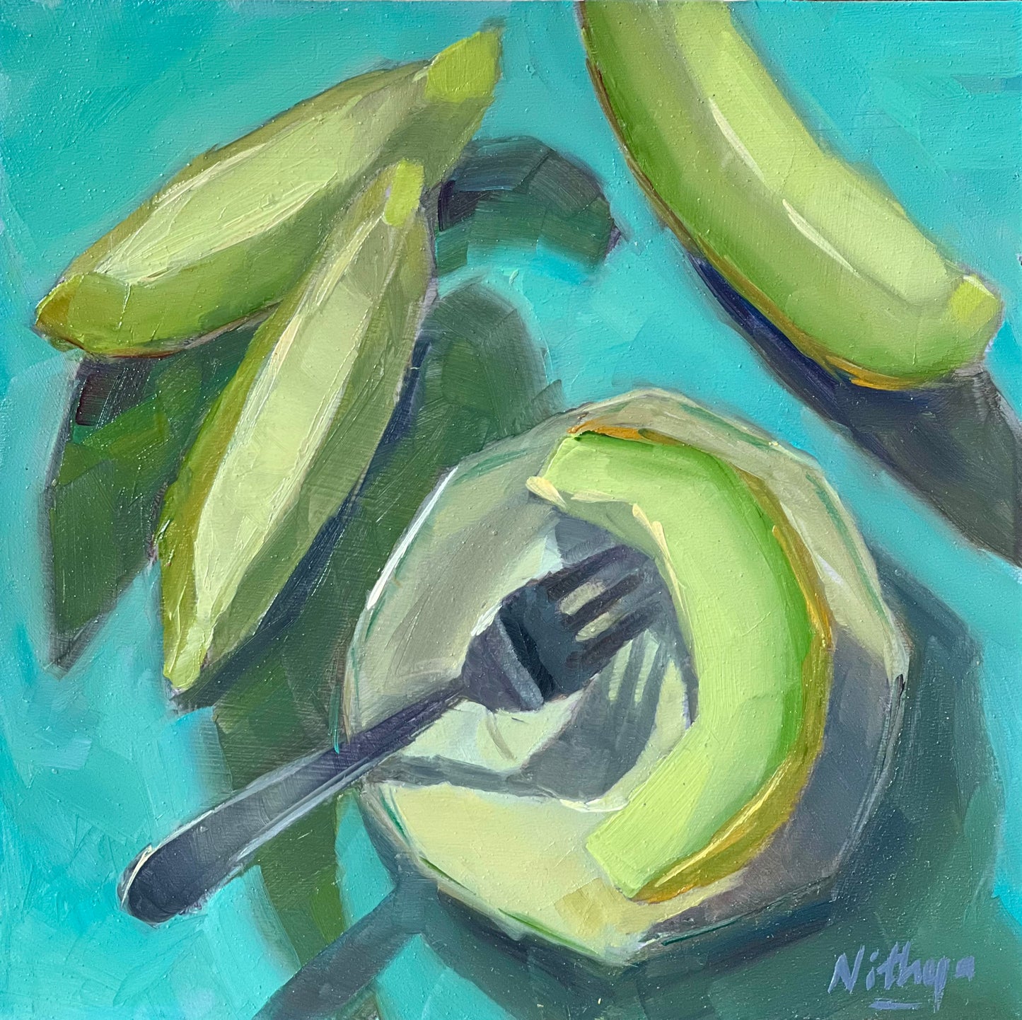 Small Oil Painting - Melon Slices from the top