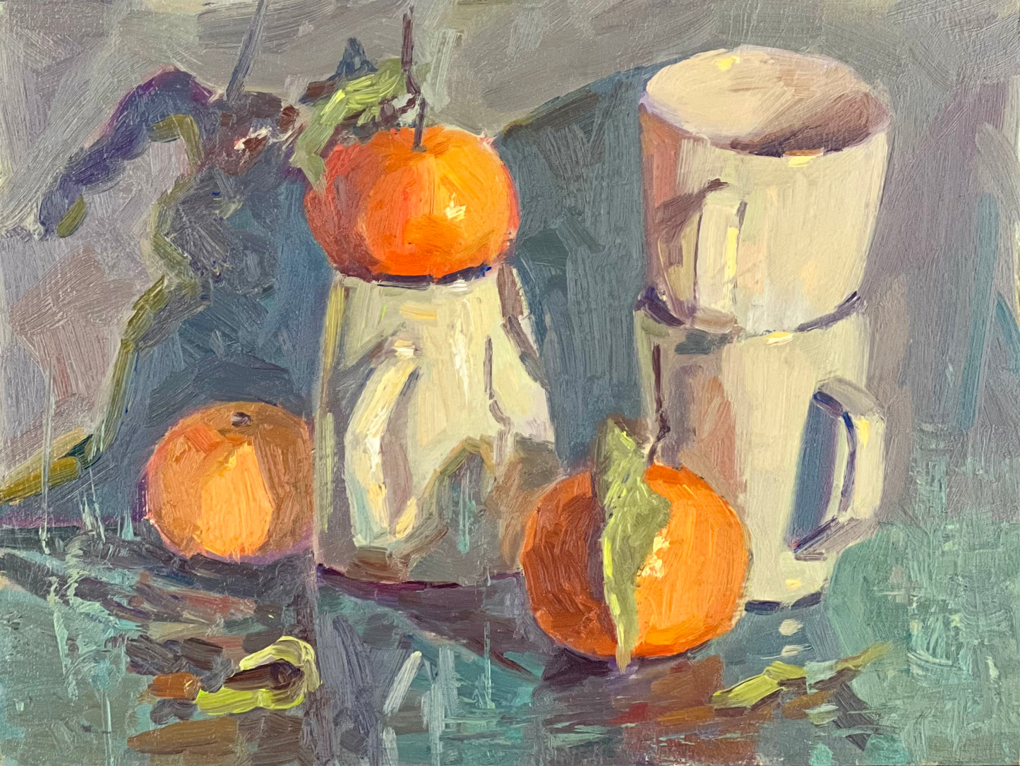 Oranges and Cups 3 - Still Life Oil Painting