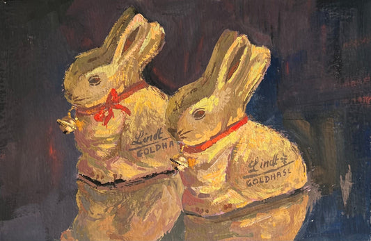 Gouache Painting - Golden Choco bunnies