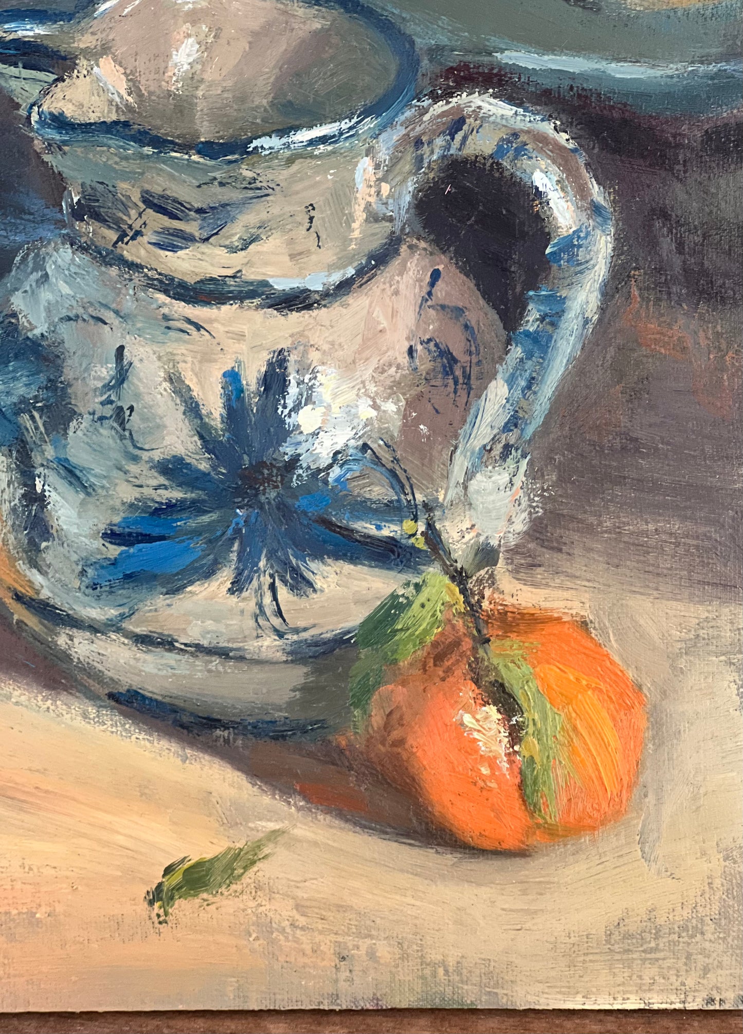 Still Life Oil Painting - Arrangement in blue and orange