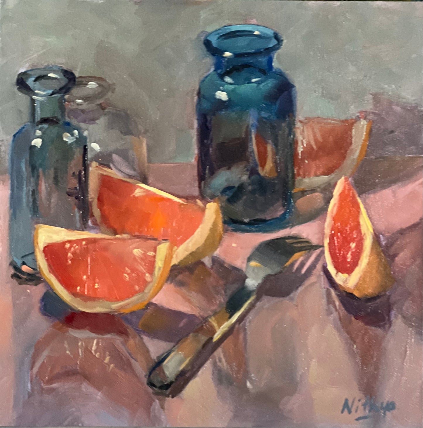 Small Oil Painting - Grapefruit Reflections