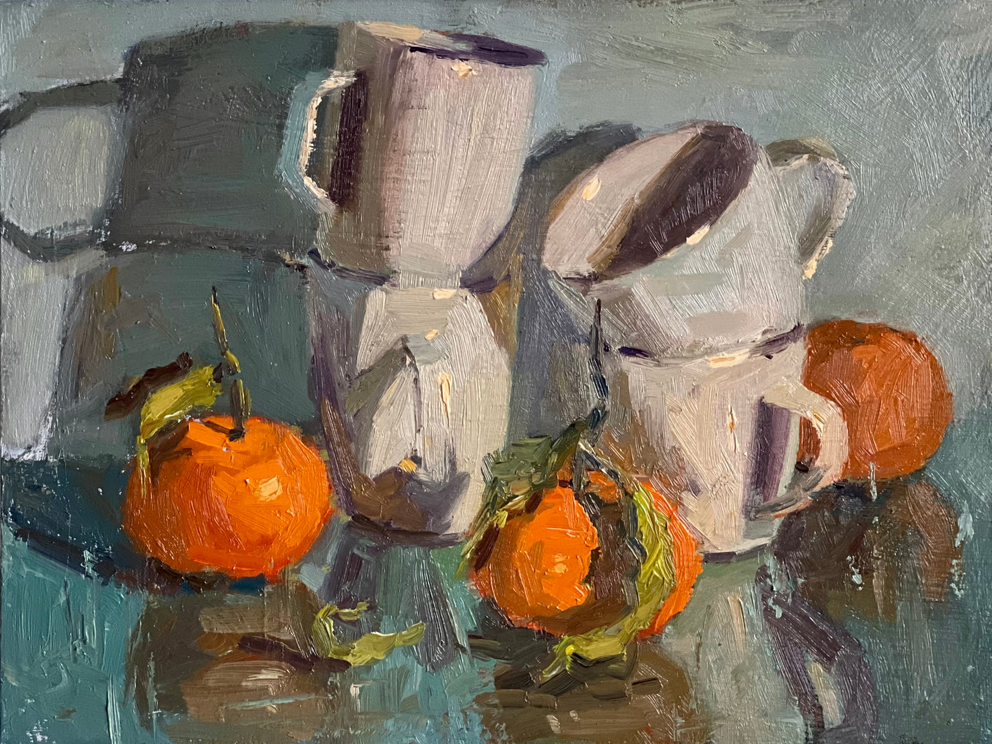 Oranges and Teacups - Still Life Oil Painting