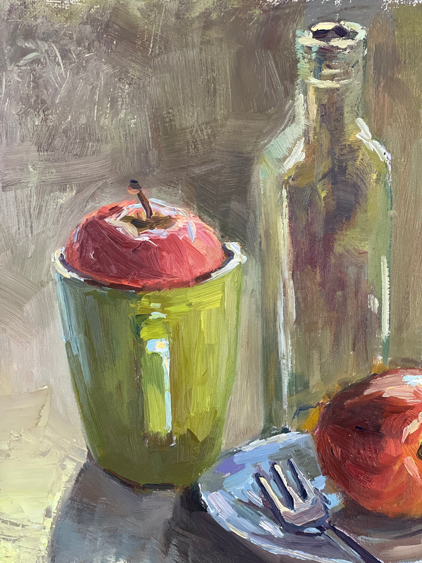 Still Life Oil Painting - Apples with a Green cup!
