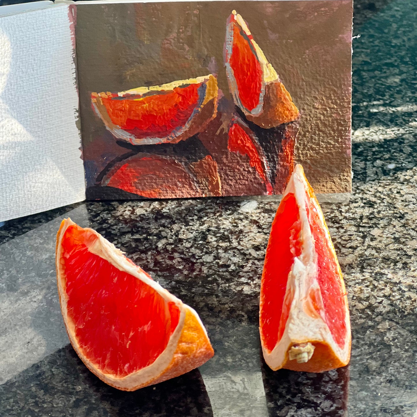 Mini Gouache Painting - Sunlit Grapefruit Slices