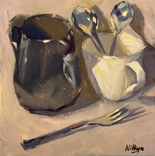 Small  Oil Painting - Black and White Series - 8