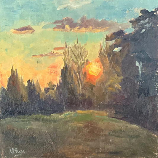 Landscape oil painting - The Golden Hour!