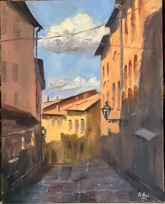 Oil Painting of Italy - Streets of Siena