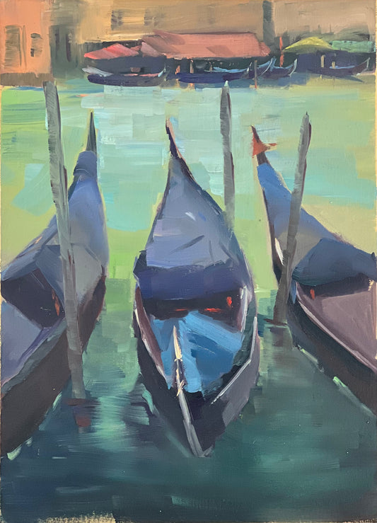 Oil Painting of Italy - Venetian Gondolas!