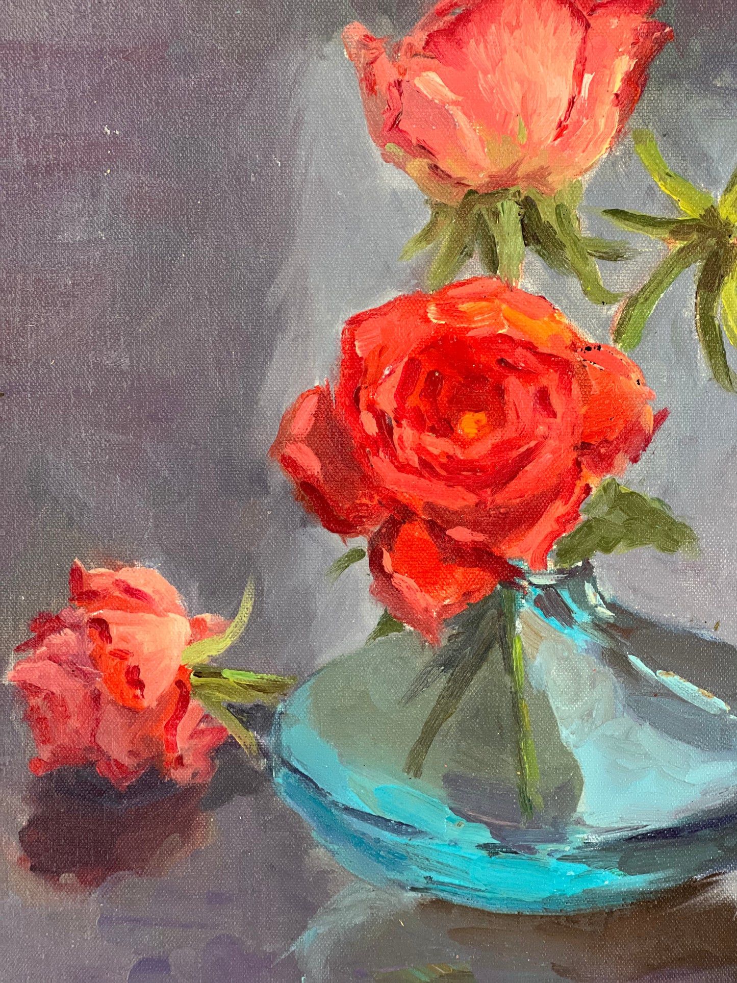 Roses in my garden - Original Oil Painting