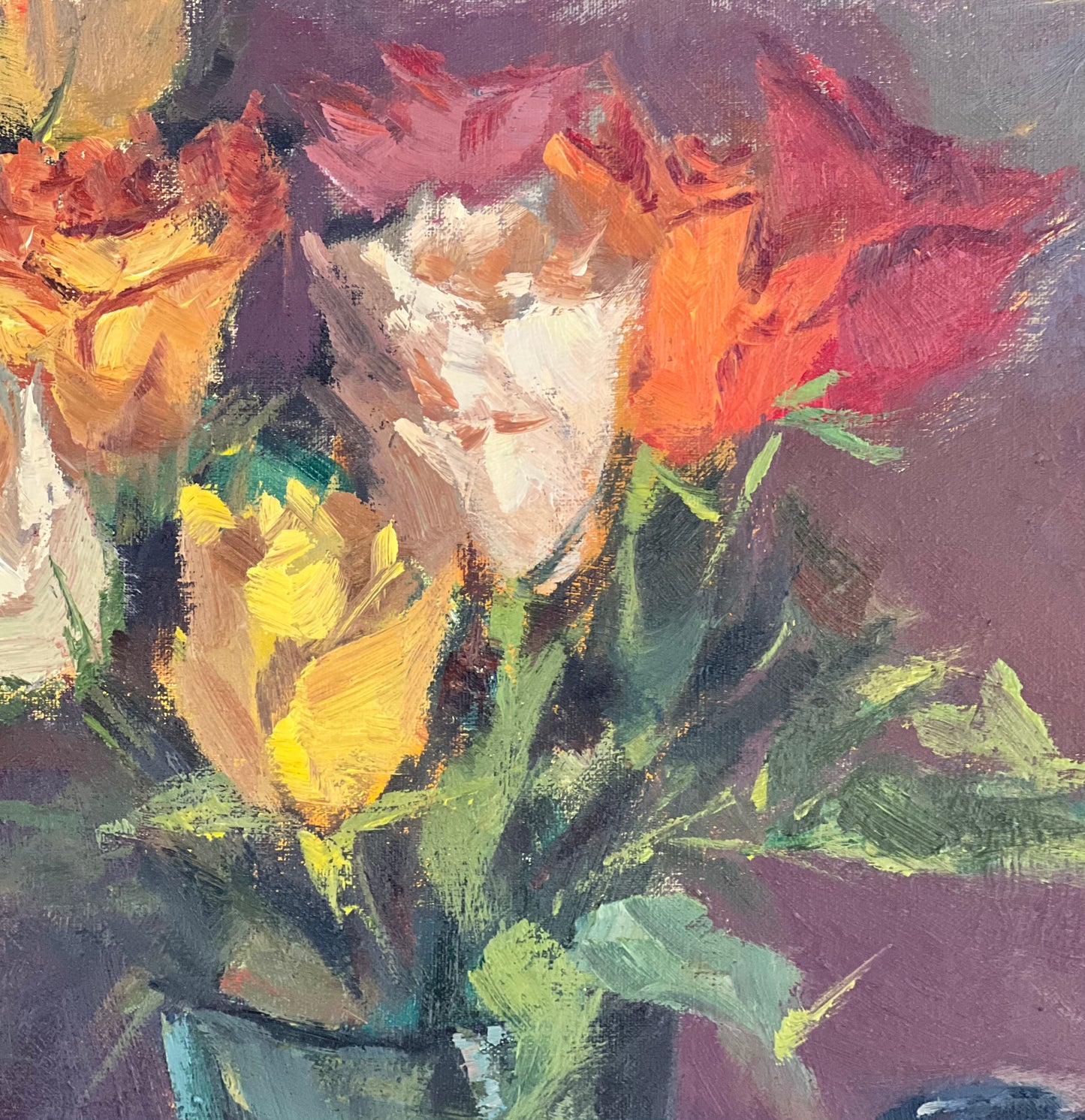 Large Oil Painting of Roses - Roses and Persimmons!