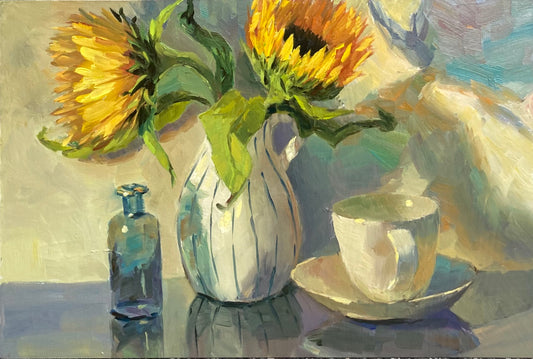 Sunflower Series 17 - Original Stilllife Painting, 12 by 8 inches
