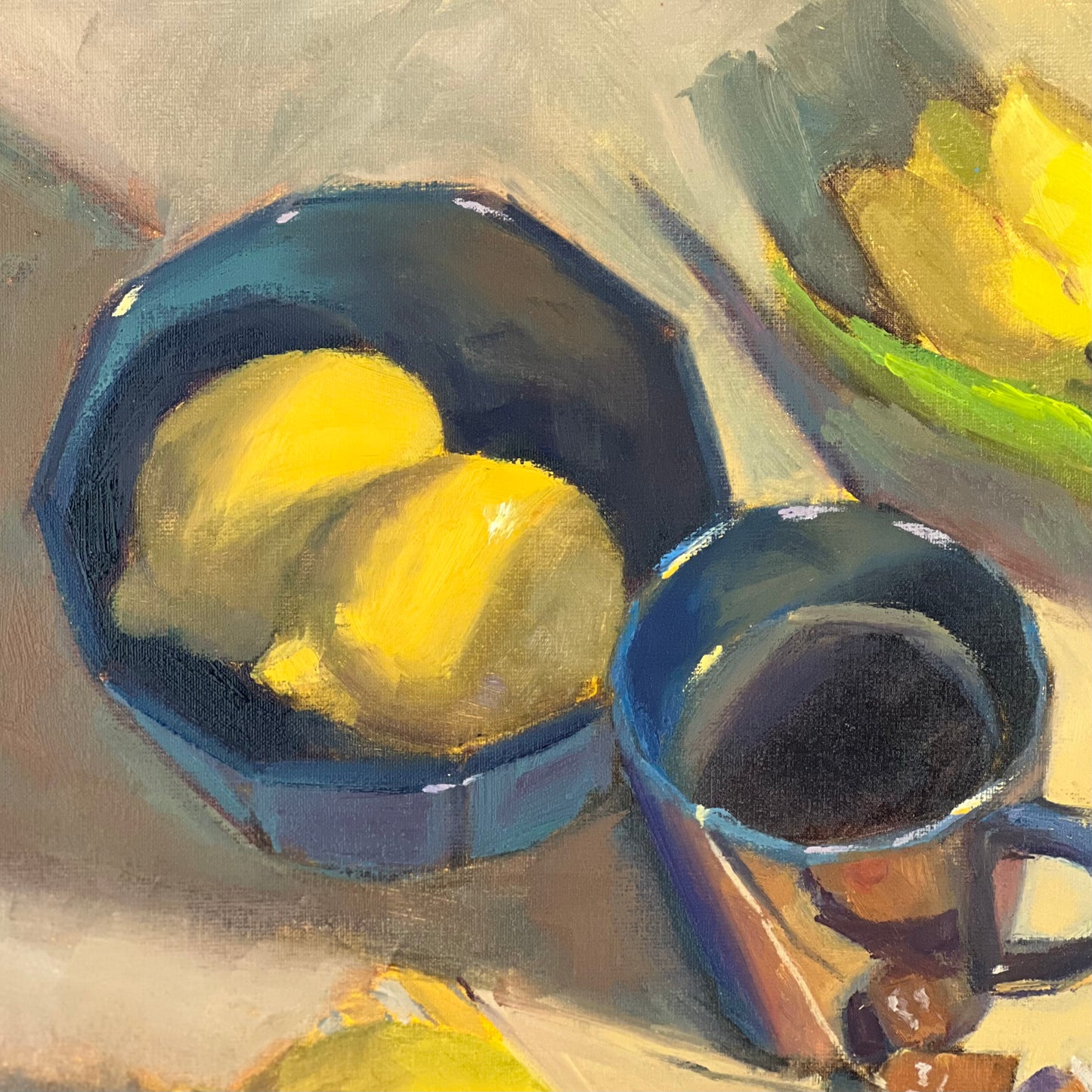 Lemon and tea! - Large Still Life Oil Painting