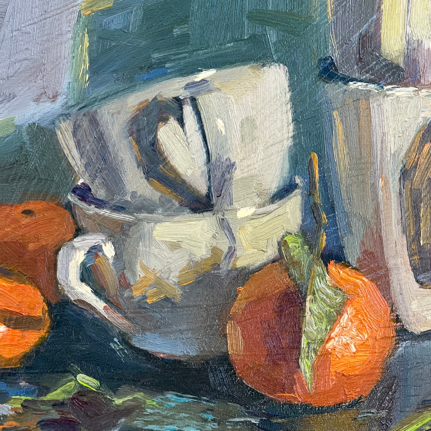 Oranges and Cups 4 - Still Life Oil Painting