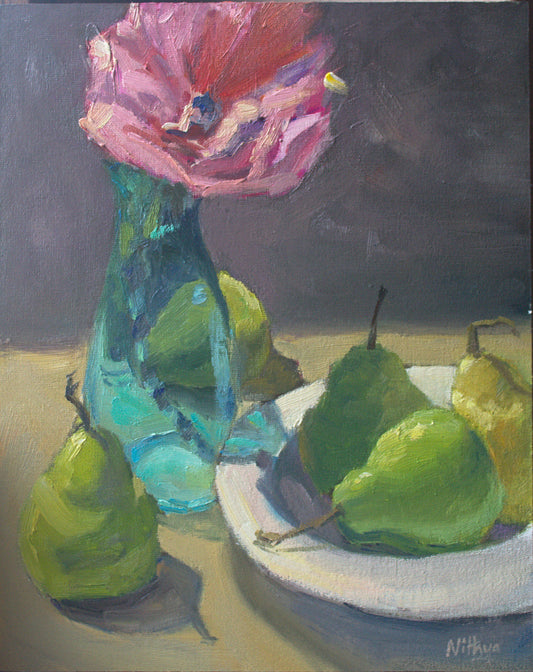 Still Life Painting - Poppy and Pears