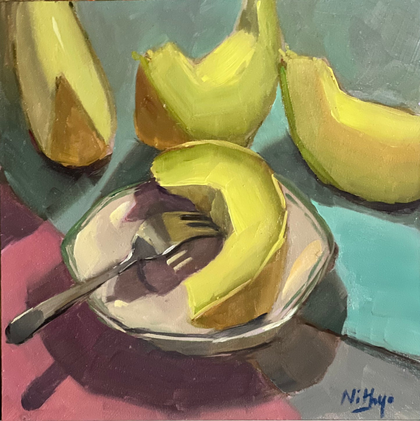 Small Oil Painting - Melon Slices