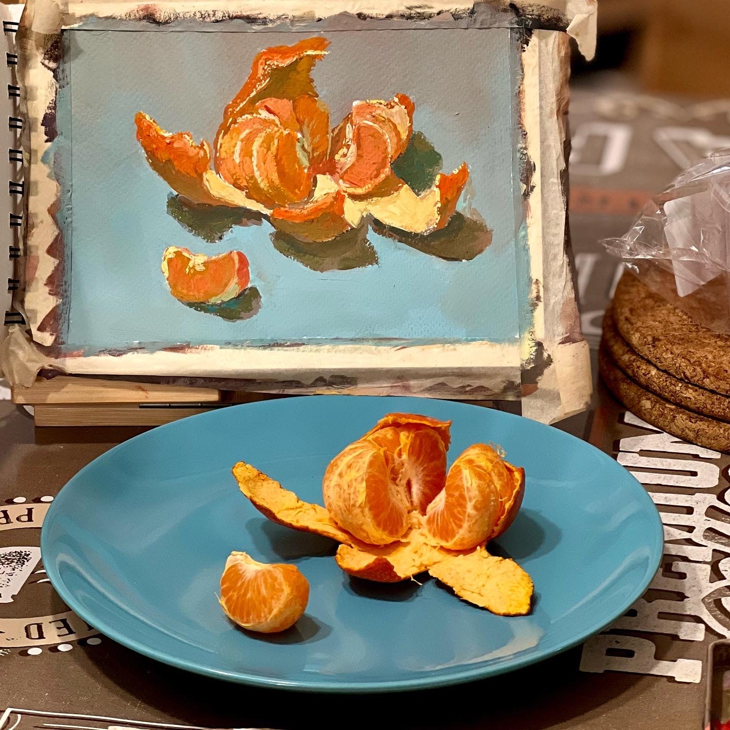 Gouache Painting - Portrait of a peeled orange - 2!