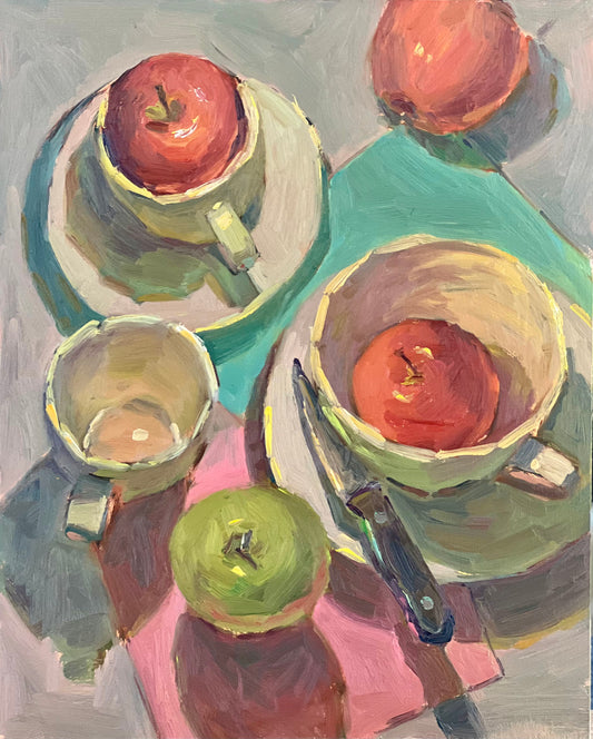 Still Life Oil Painting - Apples and Cup Series 10