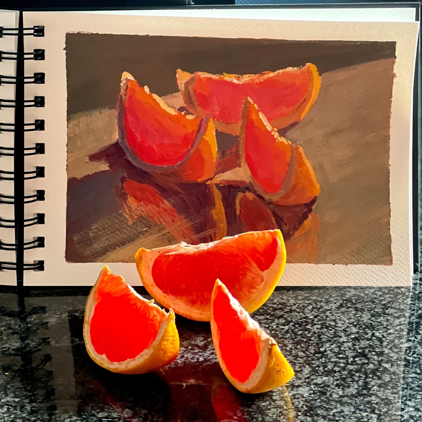 Gouache Painting - Grapefruit Slices Close up