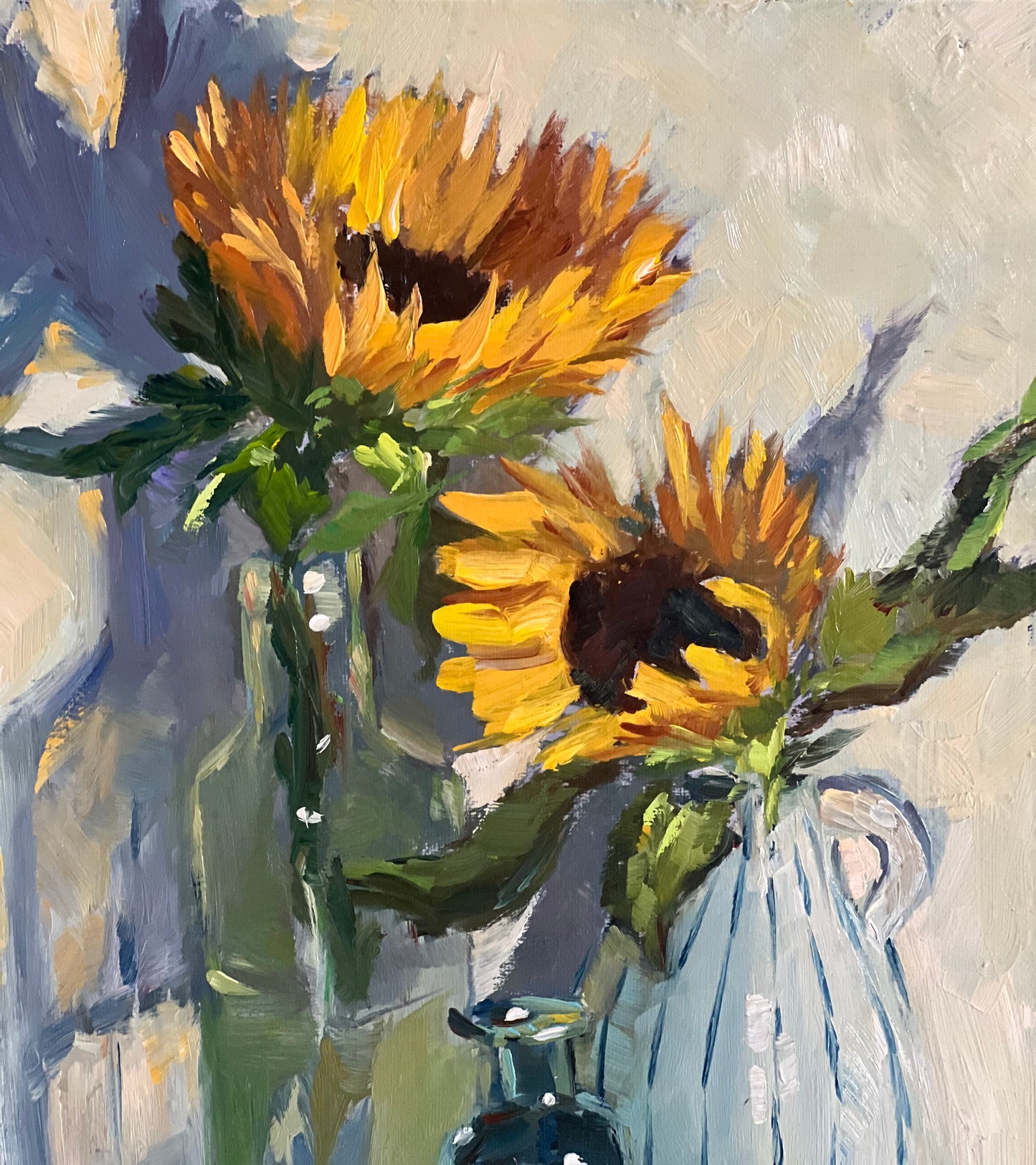 Sunflower Series 12 - Original Stilllife Painting, 8 by 12 inches