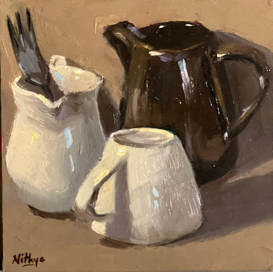 Small  Oil Painting - Black and White Series - 4