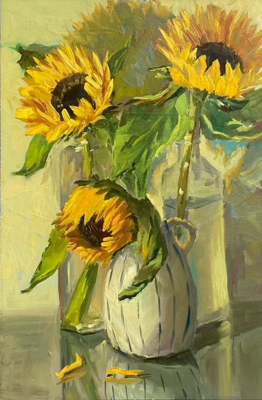 Sunflower Series 23 - Original Stilllife Painting, 8 by 12 inches