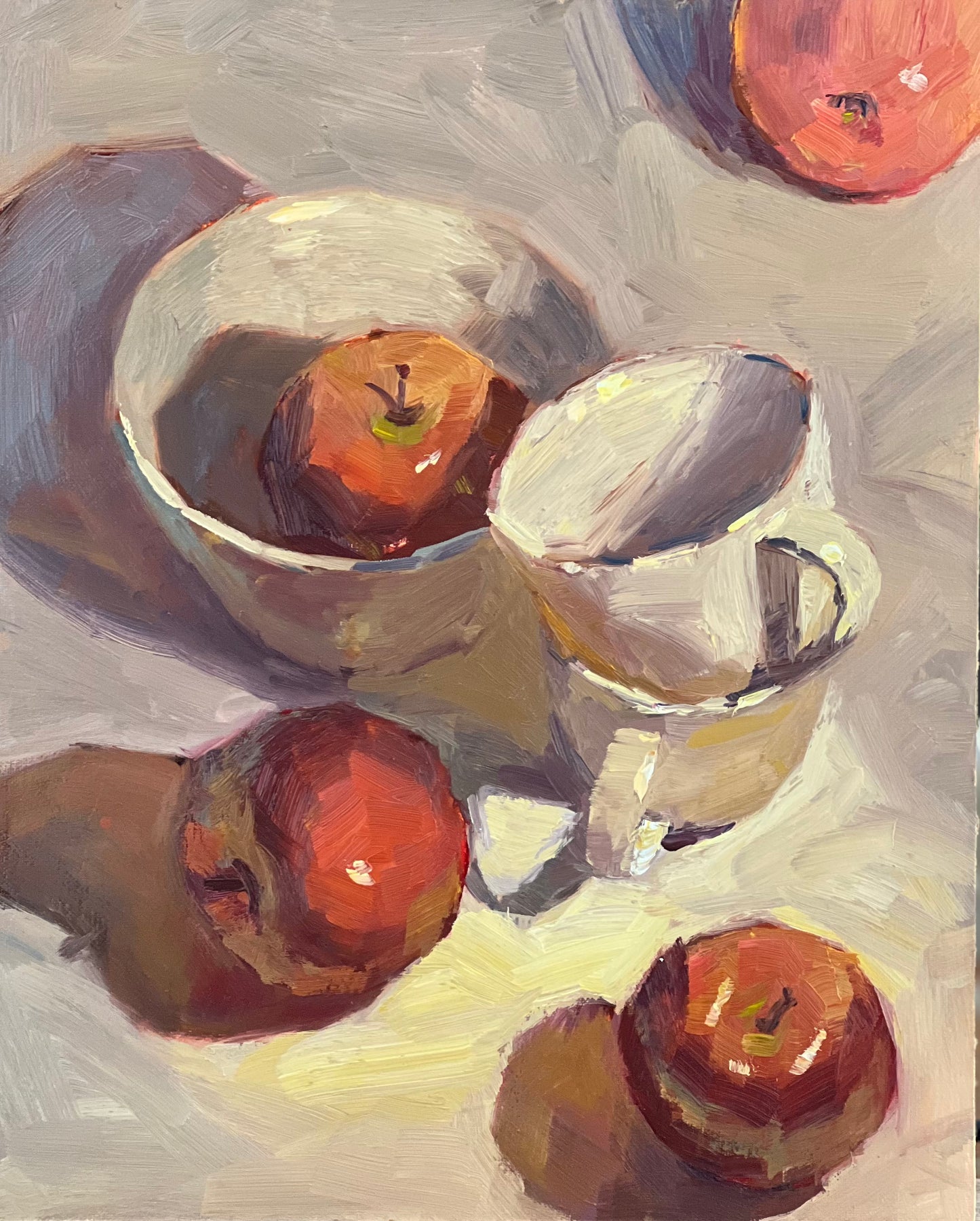Still Life Oil Painting - Apples and Cup Series 1