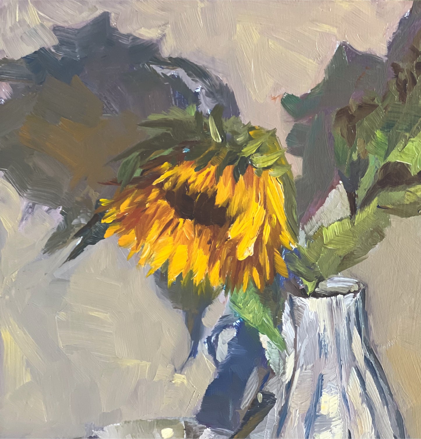Sunflower Series 5 - Original Stilllife Painting, 8 by 12 inches