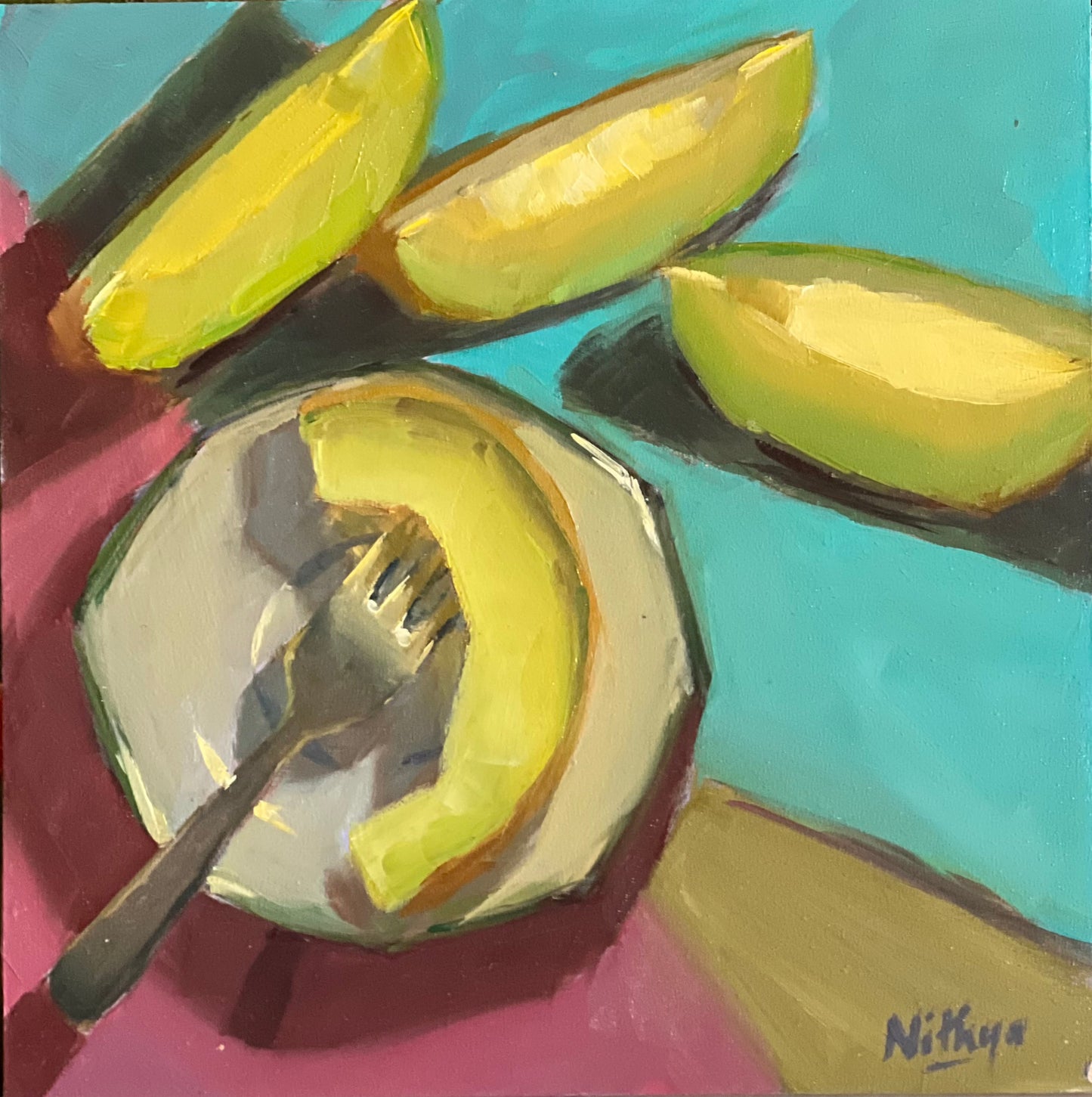 Small Oil Painting - Melon Slices 2