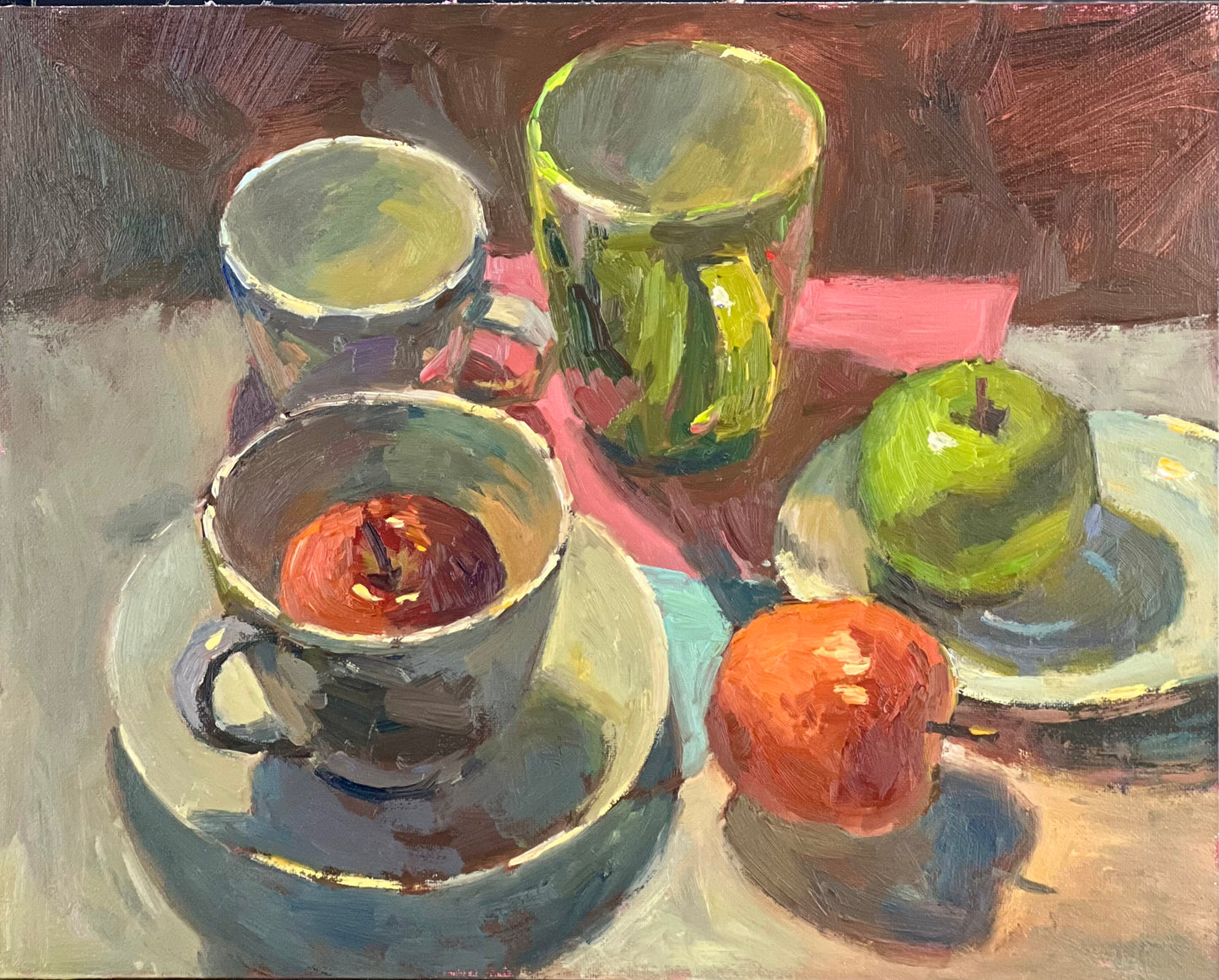 Still Life Oil Painting - Apples and Cup Series 9