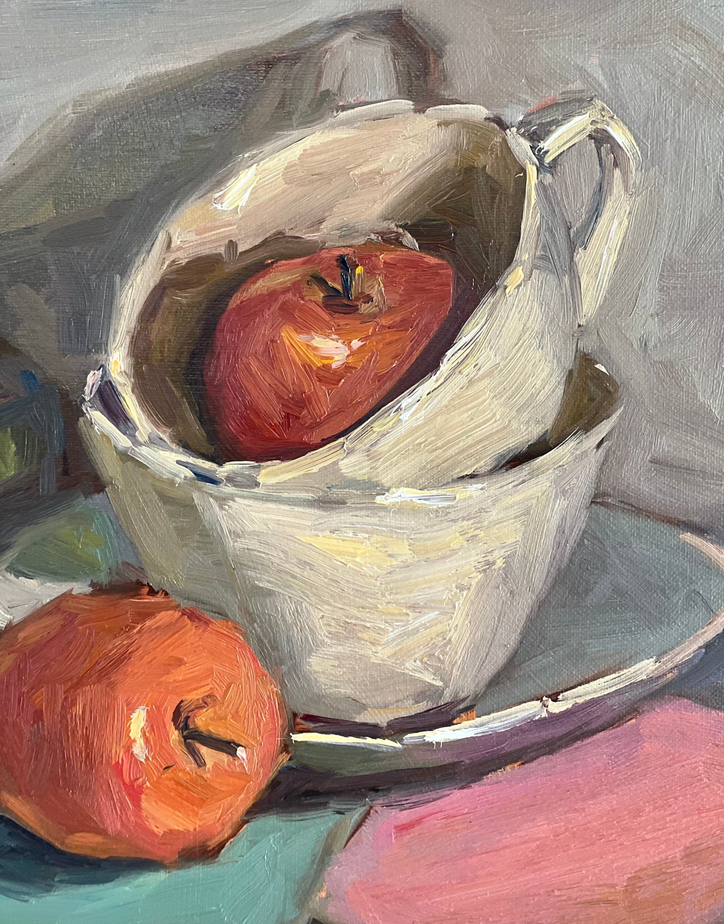 Still Life Oil Painting - Apples and Cup Series 2